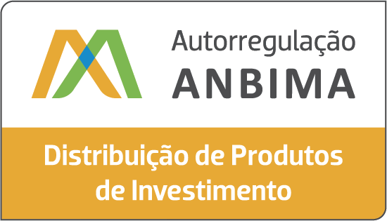 Selo de autorregulação da Anbima de distribuicao de produtos de investimentos com destaque nas cores amarelo e branco